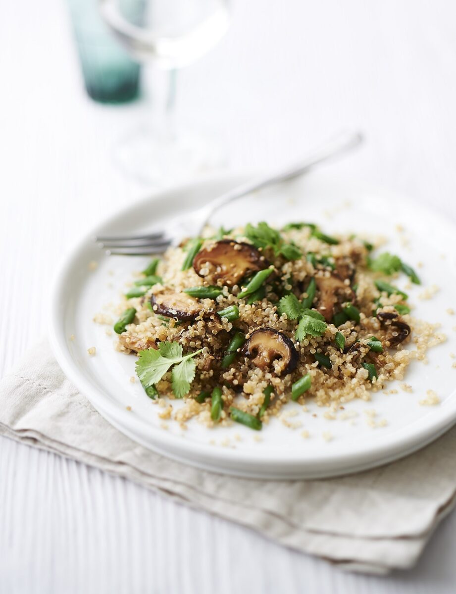 quinoa with shitake oyster mushrooms