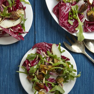 Radicchio Salad with Pears and Roasted Eggplant