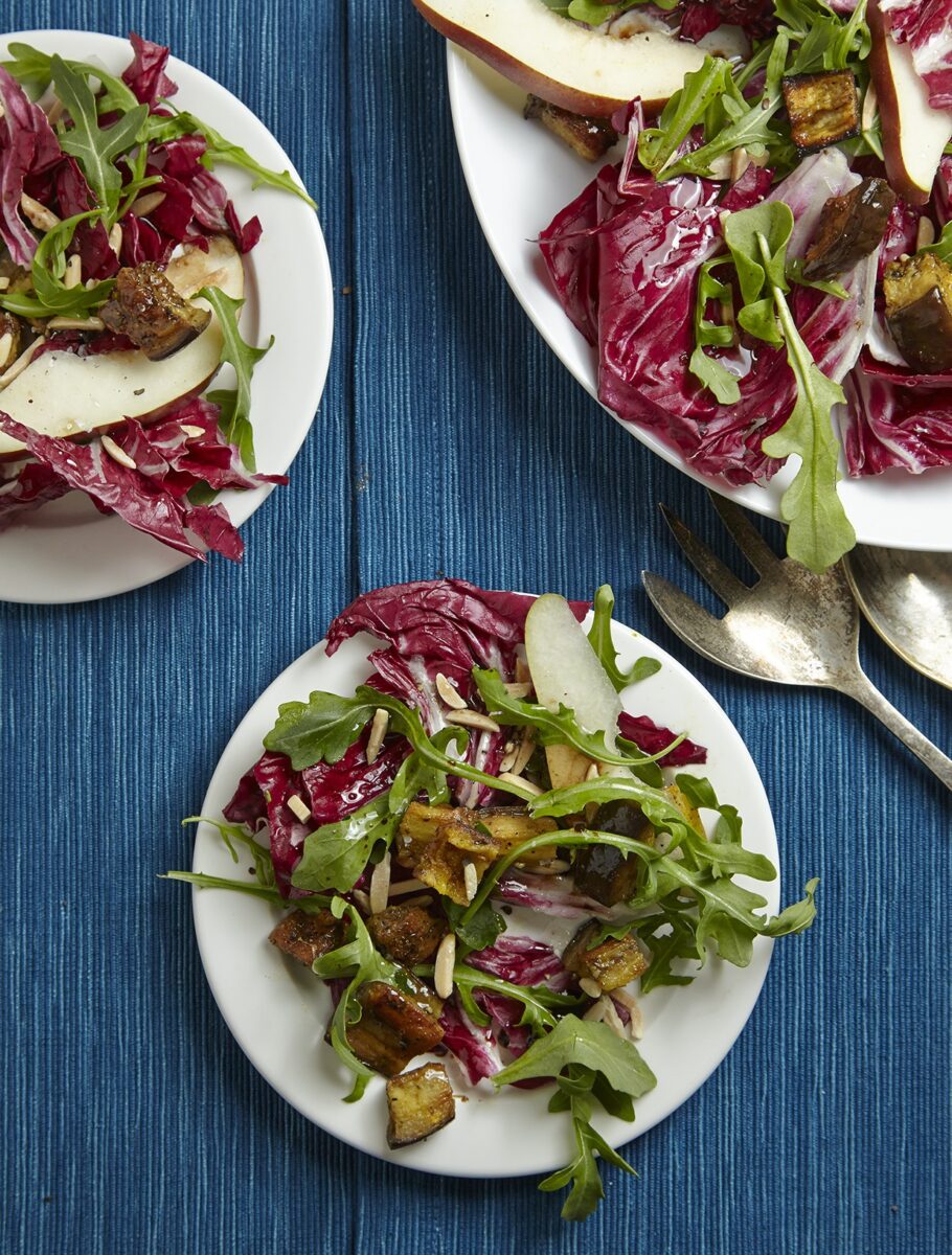 Radicchio Salad with Pears and Roasted Eggplant