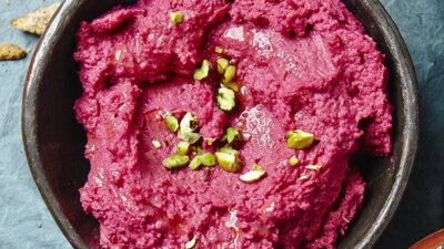 Roasted Beet Hummus with Pistachios