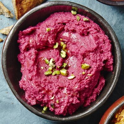 Roasted Beet Hummus with Pistachios