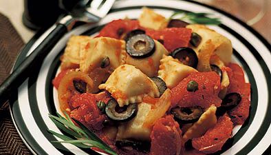 Ravioli with Fire-Roasted Tomatoes and Olives