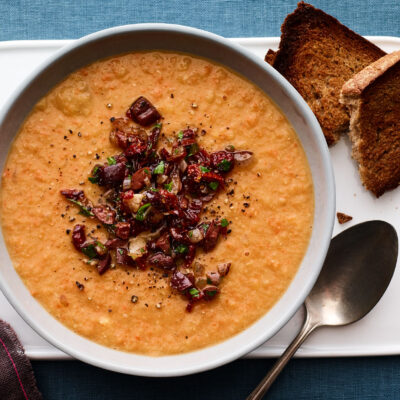 Red Lentil Soup with Sun Dried Tomato Relish