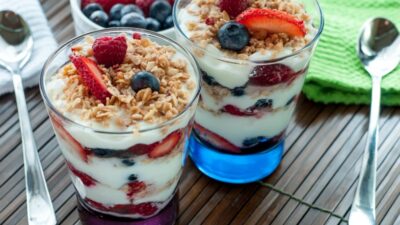 Red white and blue parfait