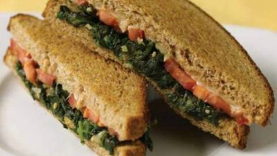 Red, White, and Green Grilled Cheese