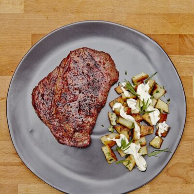 RIB-EYE STEAK WITH TARRAGON POTATOES