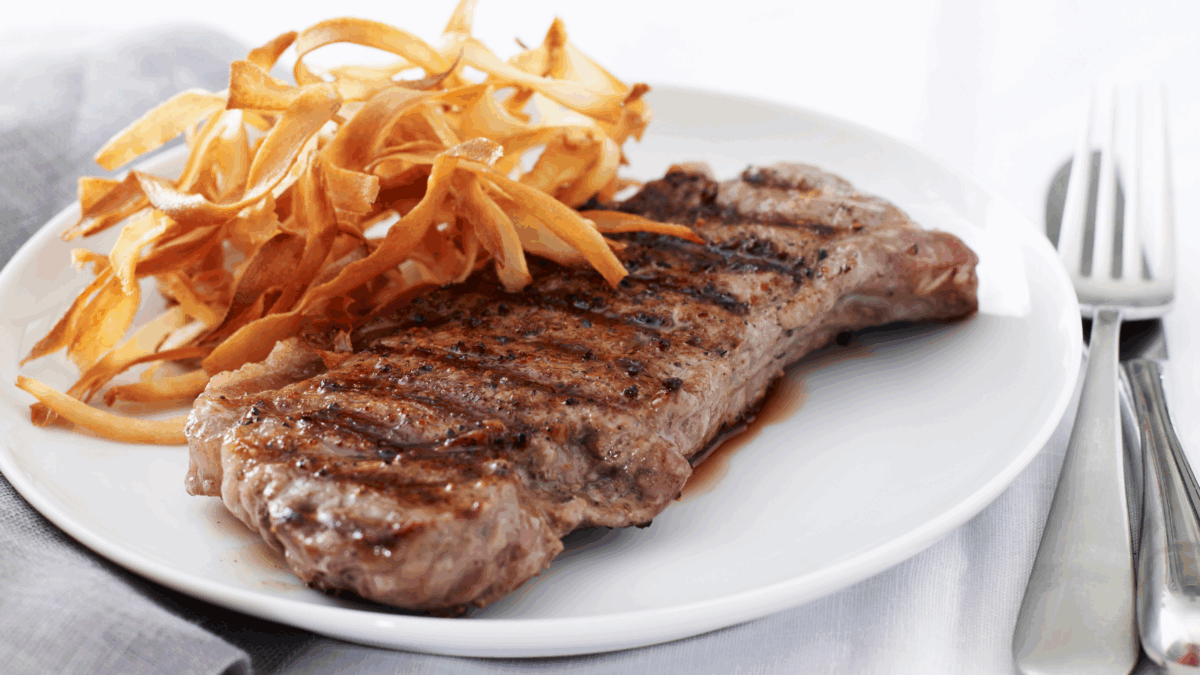 Rib Eye Steak with Parsnip Chips