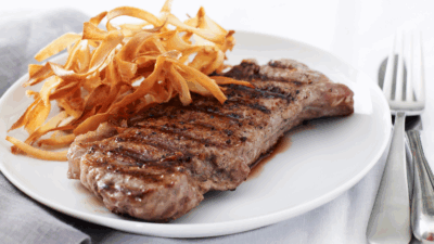 Rib Eye Steak with Parsnip Chips