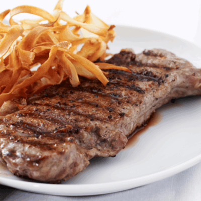 Rib Eye Steak with Parsnip Chips