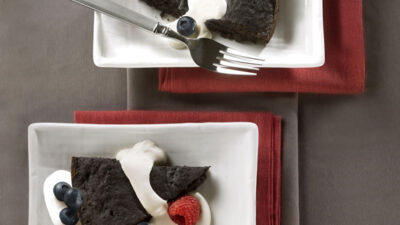 Rich, Warm Brownie Wedges with Java Cream
