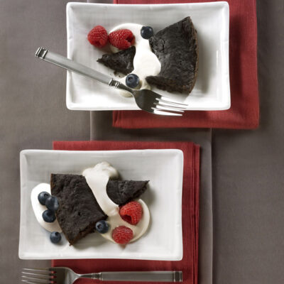 Rich, Warm Brownie Wedges with Java Cream
