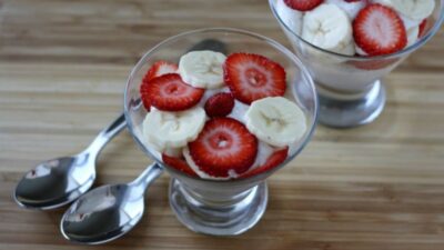 Ricotta Banana Strawberry Breakfast Pudding