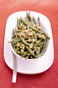Roasted Green Beans with Almond Brittle