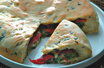 Roasted Red Pepper and Olive Scacciata