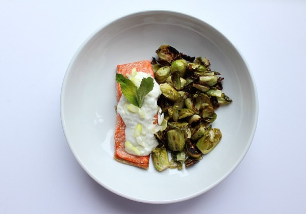 Roasted Salmon with Cucumber and Yogurt