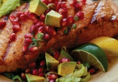 Roasted Salmon with Pomegranate and Avocado Salsa