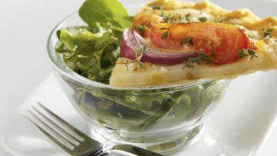 Roasted Tomato and Cheese Tart with Spring Salad