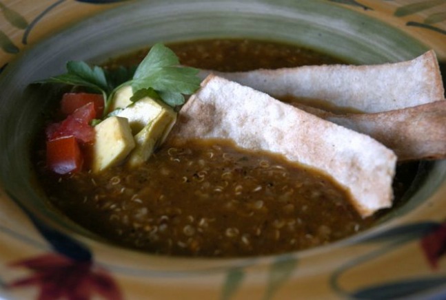 Roasted Tomato and Tortilla Quinoa Soup