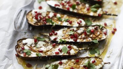 Roasted Aubergine With Tahini & Pomegranate
