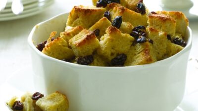 Rum Raisin Bread Pudding - soak day old bread cubes in a flavorful custard before baking up into this delicious breakfast, brunch or dessert