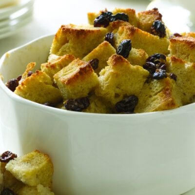 Rum Raisin Bread Pudding - soak day old bread cubes in a flavorful custard before baking up into this delicious breakfast, brunch or dessert