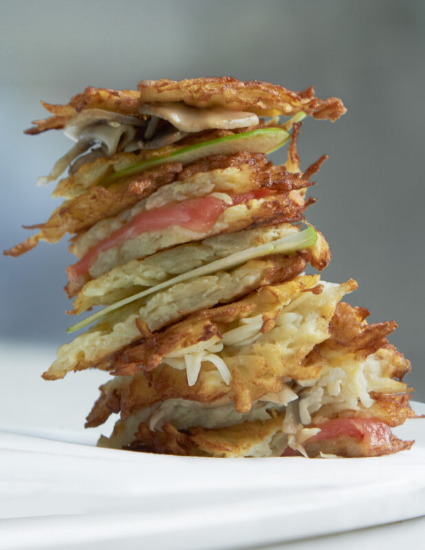 Salmon Latkes with Green Goddess Dressing (Recipe courtesy of Shifra Klein and Joy of Kosher with Jamie Geller Magazine) (1).jpg