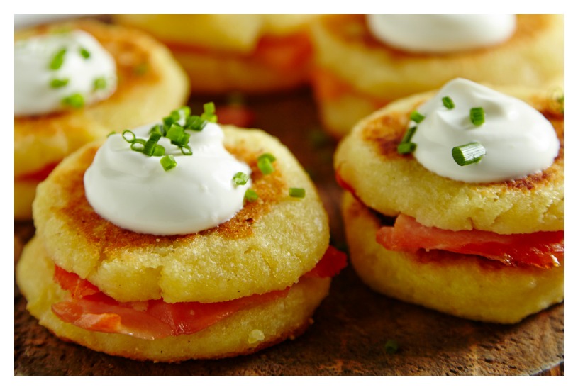 Salmon Stuffed Potato Pancakes