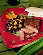 Salsa Ribeyes with Spicy Black Bean Salad