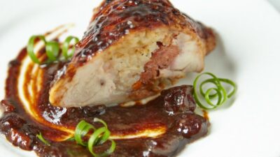 sausage and chicken leg roulade wide