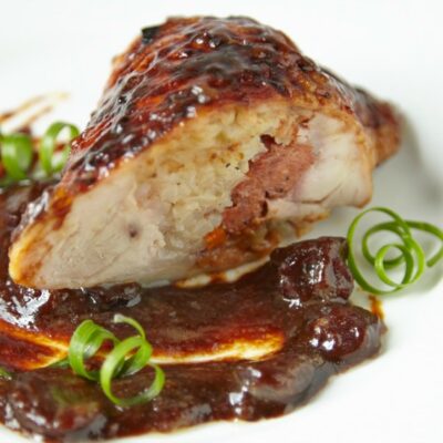 sausage and chicken leg roulade wide