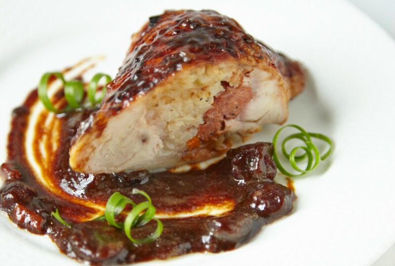 sausage and chicken leg roulade wide
