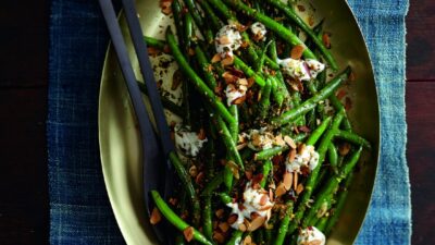 Sauteed Green Beans With Labneh And Sliced Almonds