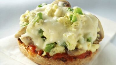 Scrambled Egg and Mozzarella Breakfast Pizza