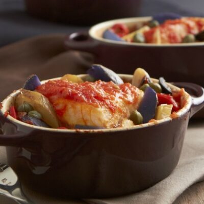Sea Bass Nicoise with Saffron Tomato Jus