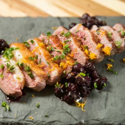 Seared Duck Breast with Blueberry Aigre-Doux