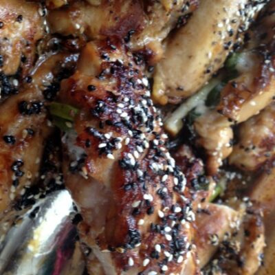 sesame scallino rolled chicken