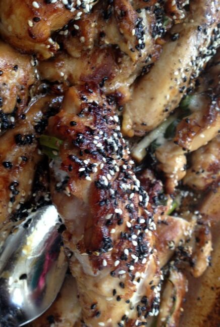 sesame scallino rolled chicken
