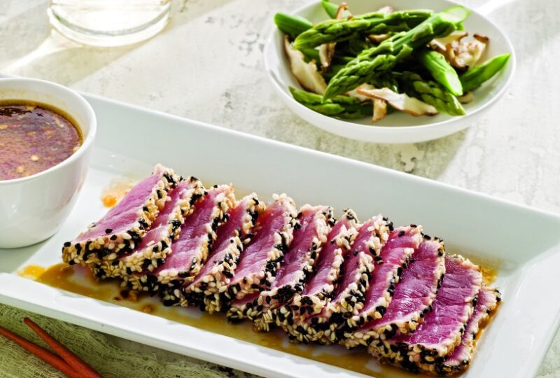Sesame Tuna with Ginger-Miso Dip