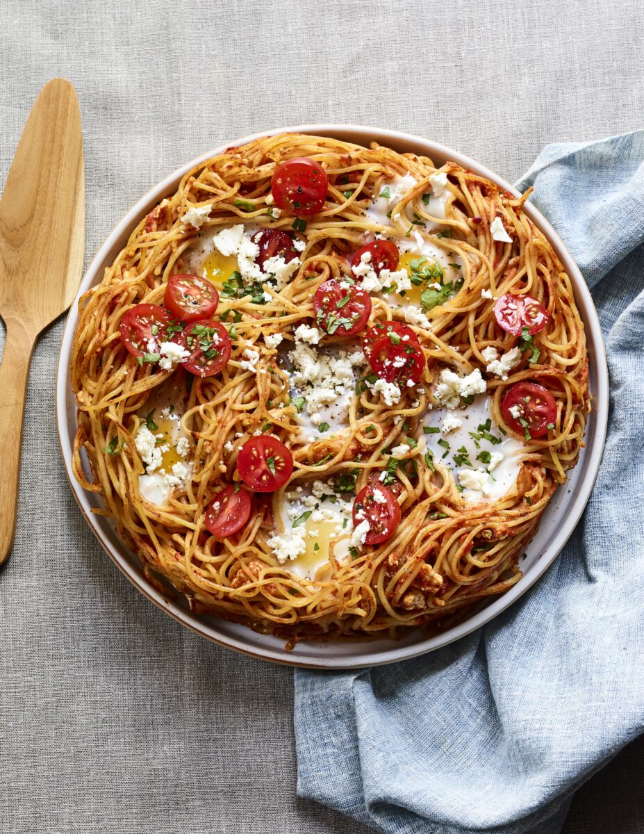 Shakshuka Spaghetti Pie