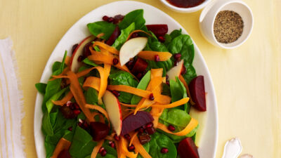 Simanim Salad with Pomegranate Balsamic Dressing