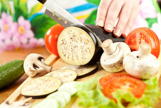 slicing veggies