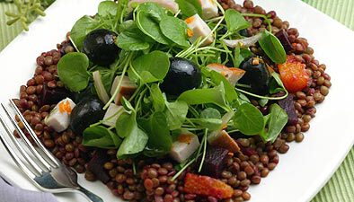 Smoked Turkey, Ripe Olive and Lentil Salad