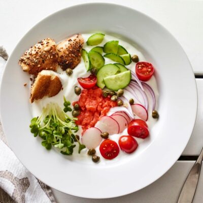 lox and everything bagel yogurt bowl