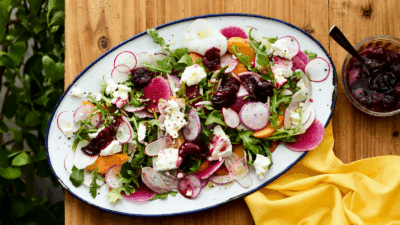 sour cherry preserves and turnip salad