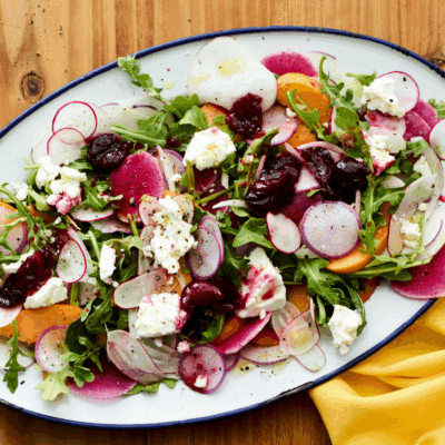 sour cherry preserves and turnip salad