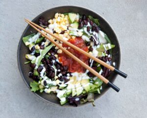 Southwestern Salsa & Black Bean Salad with “Sour Cream” Dressing