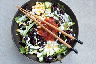 Southwestern Salsa & Black Bean Salad with &ldquo;Sour Cream&rdquo; Dressing