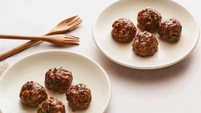 soy glazed mini meatballs