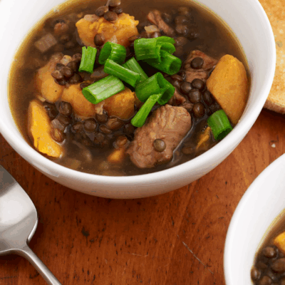 Spiced Chicken & Lentil Soup with Garlic Toast