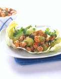 SPICY CHICKEN AND GRAPE LETTUCE CUPS